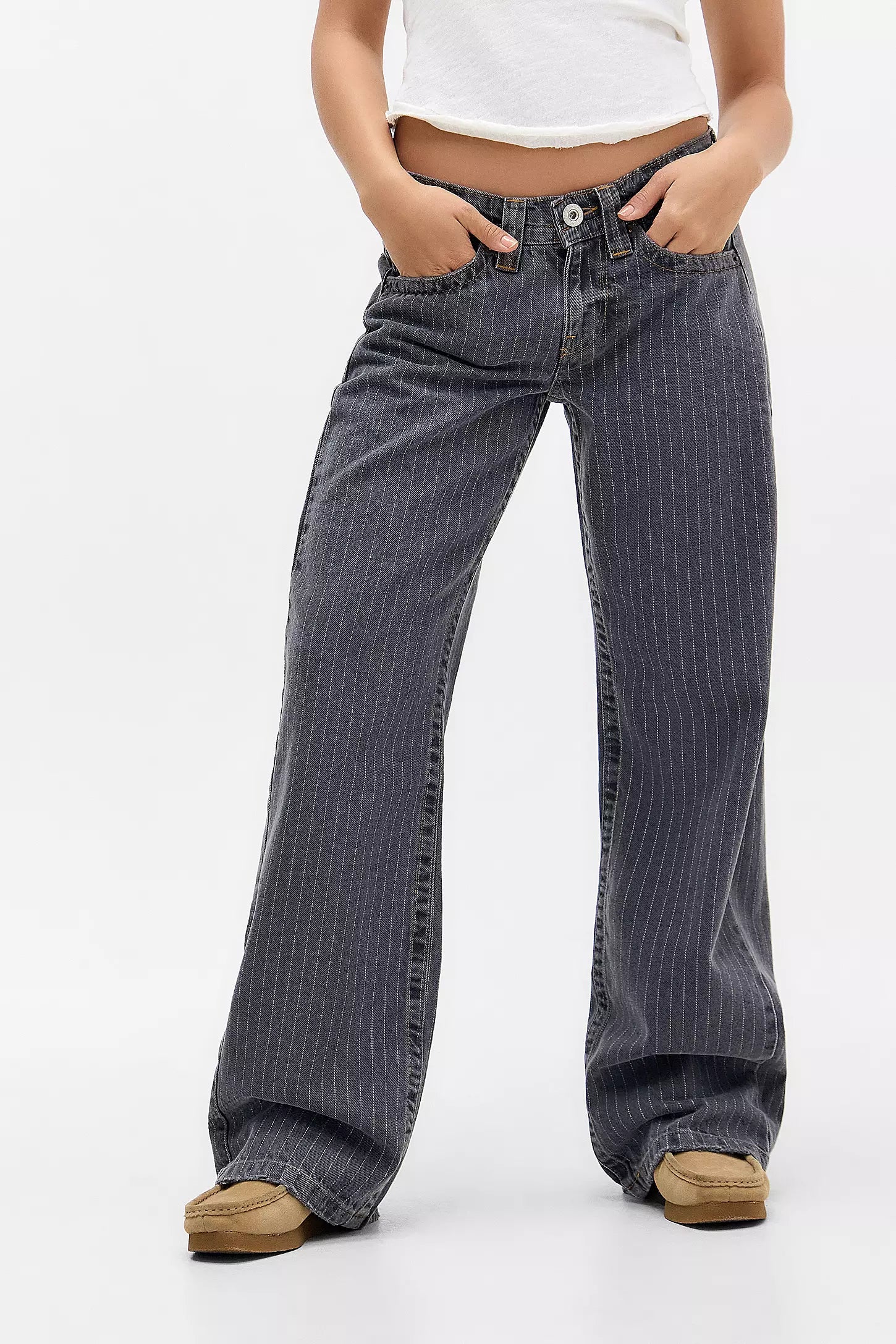 Nadelstreifen Low Waist Jeans
