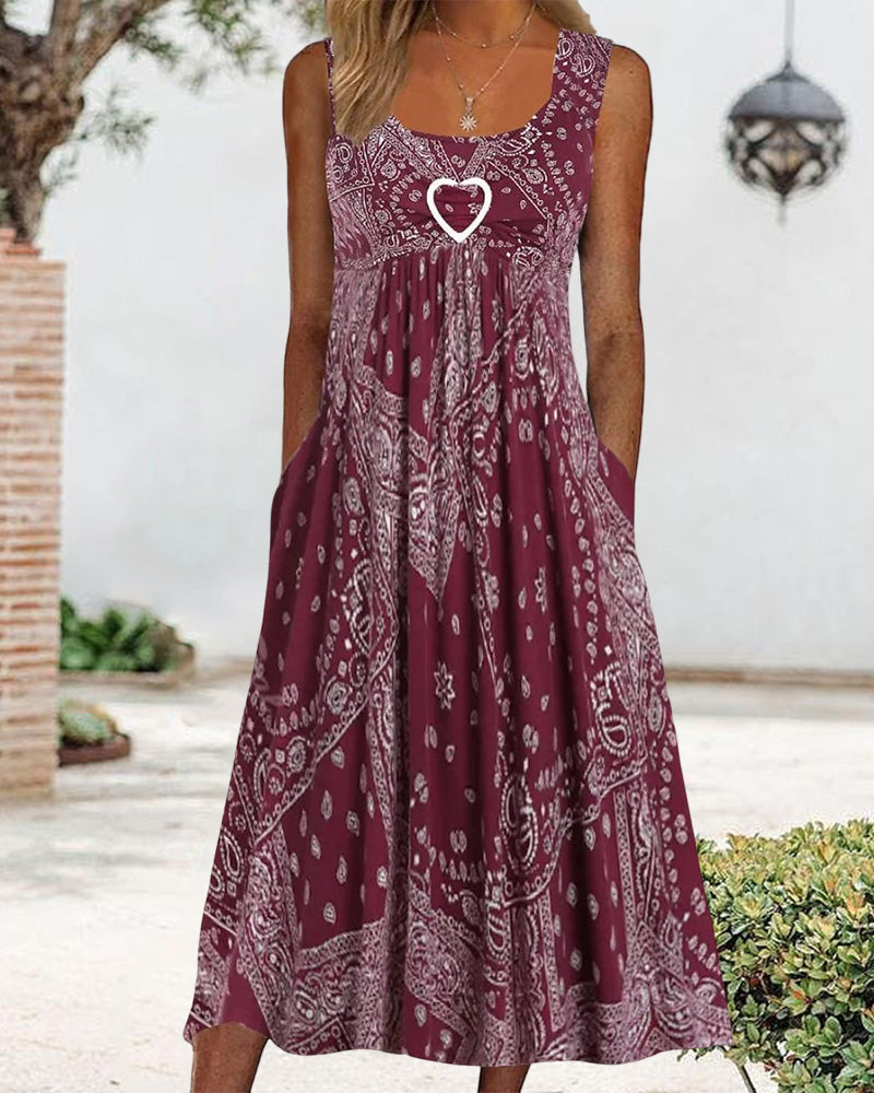 Fließendes ärmelloses Ibiza Kleid