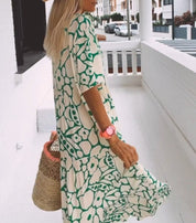 Atmungsaktives V-Ausschnitt Maxikleid