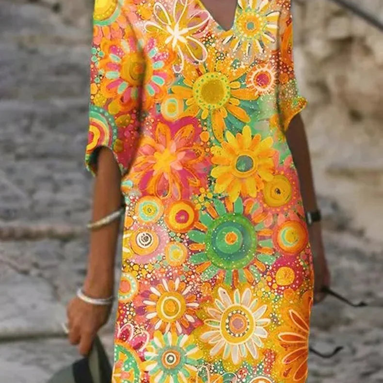 6X7W2024-Zomer-Halve-Mouwen-Bloem-Vintage-Dame-Mini-Jurk-Elegante-V-Hals-Pullover-Midi-Jurk-Witte.webp