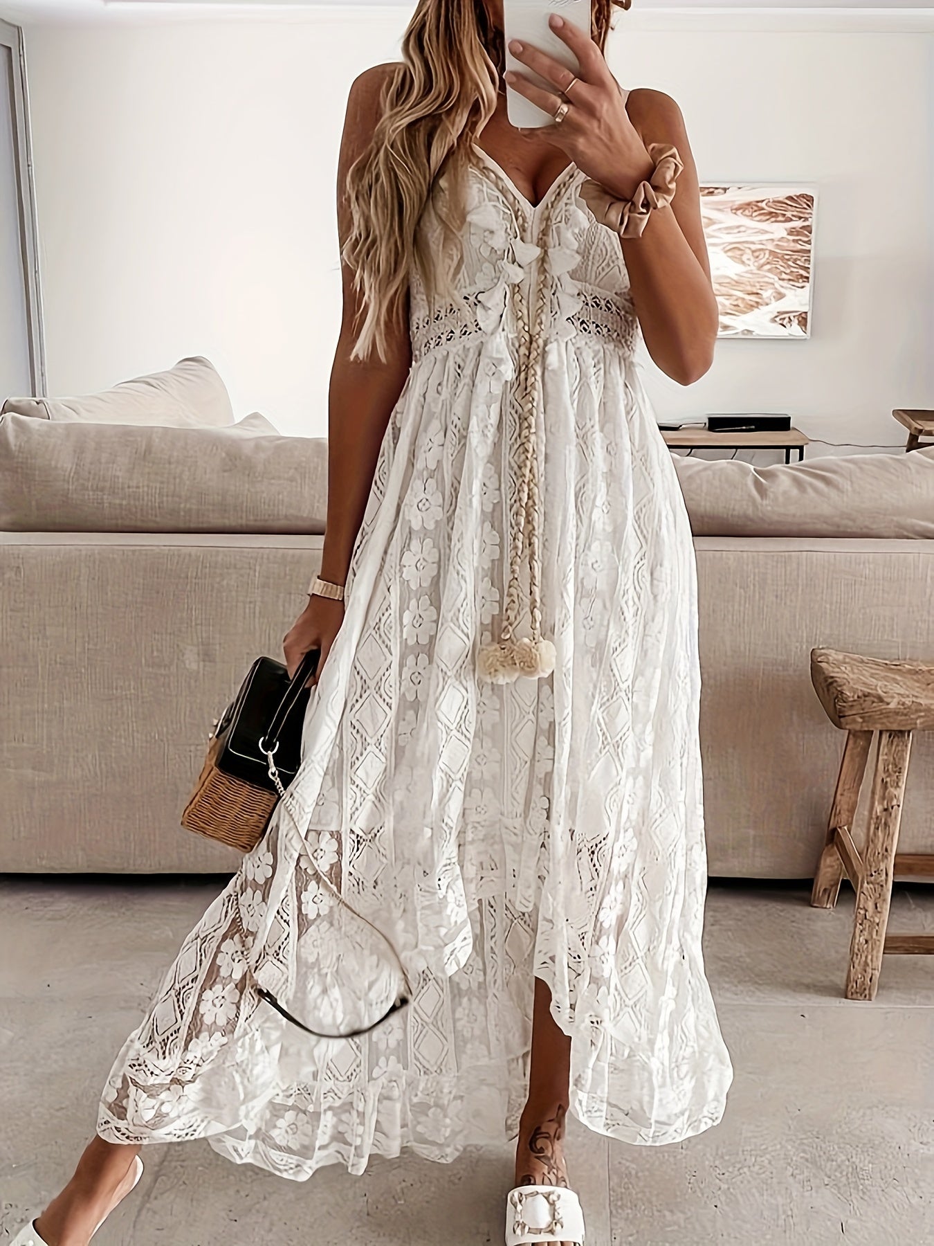 V-Ausschnitt Maxikleid den Sommer