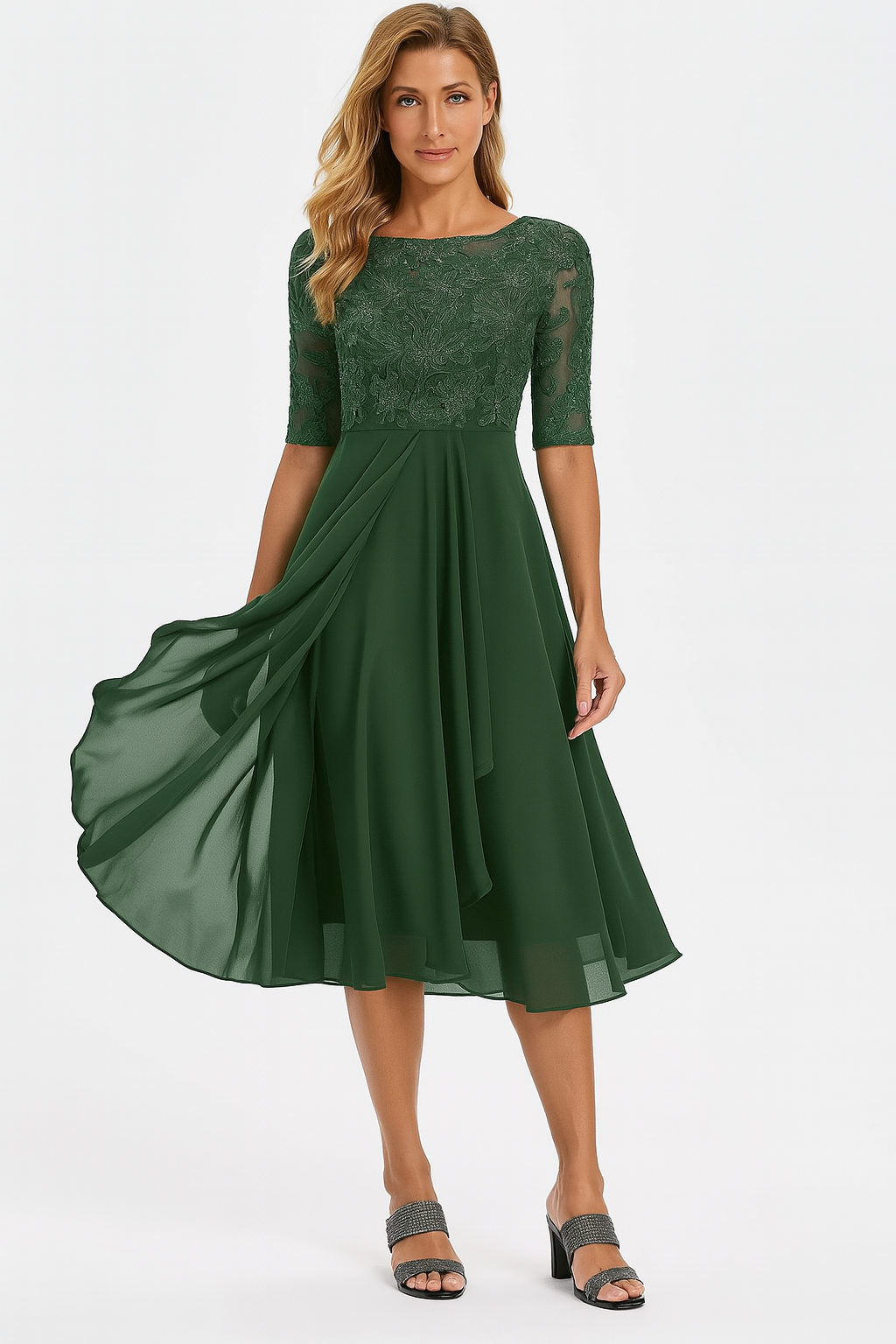 Elegantes Chiffon A-Linien Kleid