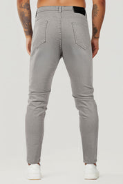 Hellgraue Schmale Herren Stretch Jeans