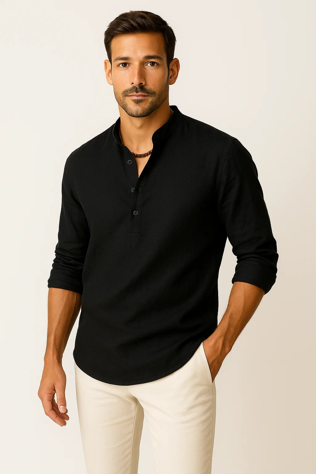 Elegantes Herren Leinenhemd mit Kragen