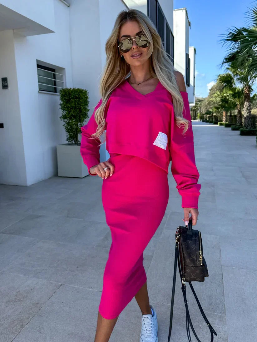 Lässiges Set aus Kleid und Sweatshirt