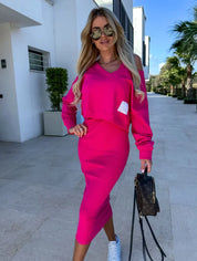 Lässiges Set aus Kleid und Sweatshirt