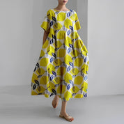 Boho Blumenk Weites Kleid