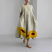Boho Blumenk Weites Kleid