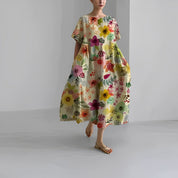 Boho Blumenk Weites Kleid