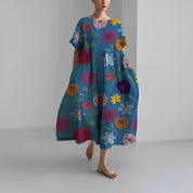 Boho Blumenk Weites Kleid