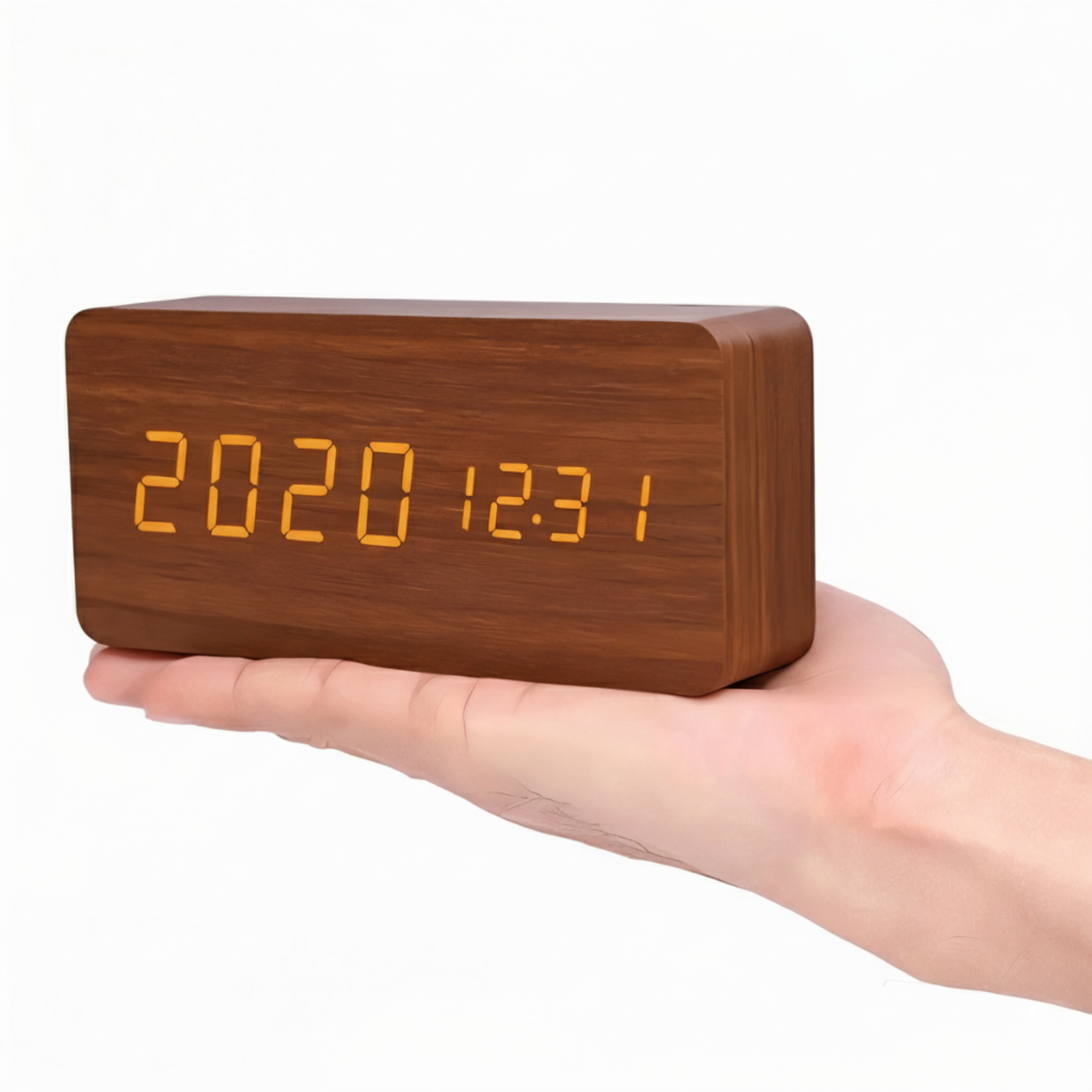 Moderner LED Digital Wecker aus Holz