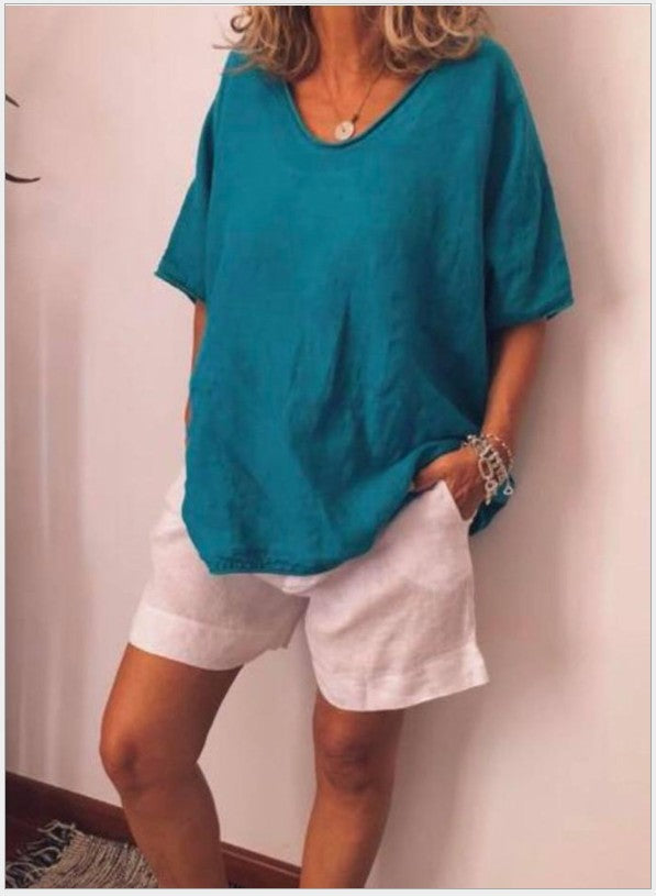 Oversize V-Ausschnitt Bluse