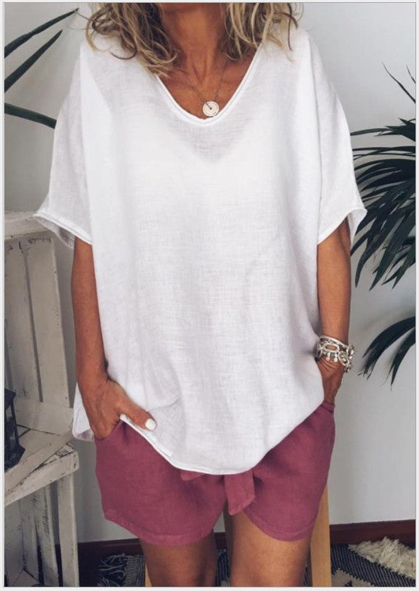 Oversize V-Ausschnitt Bluse