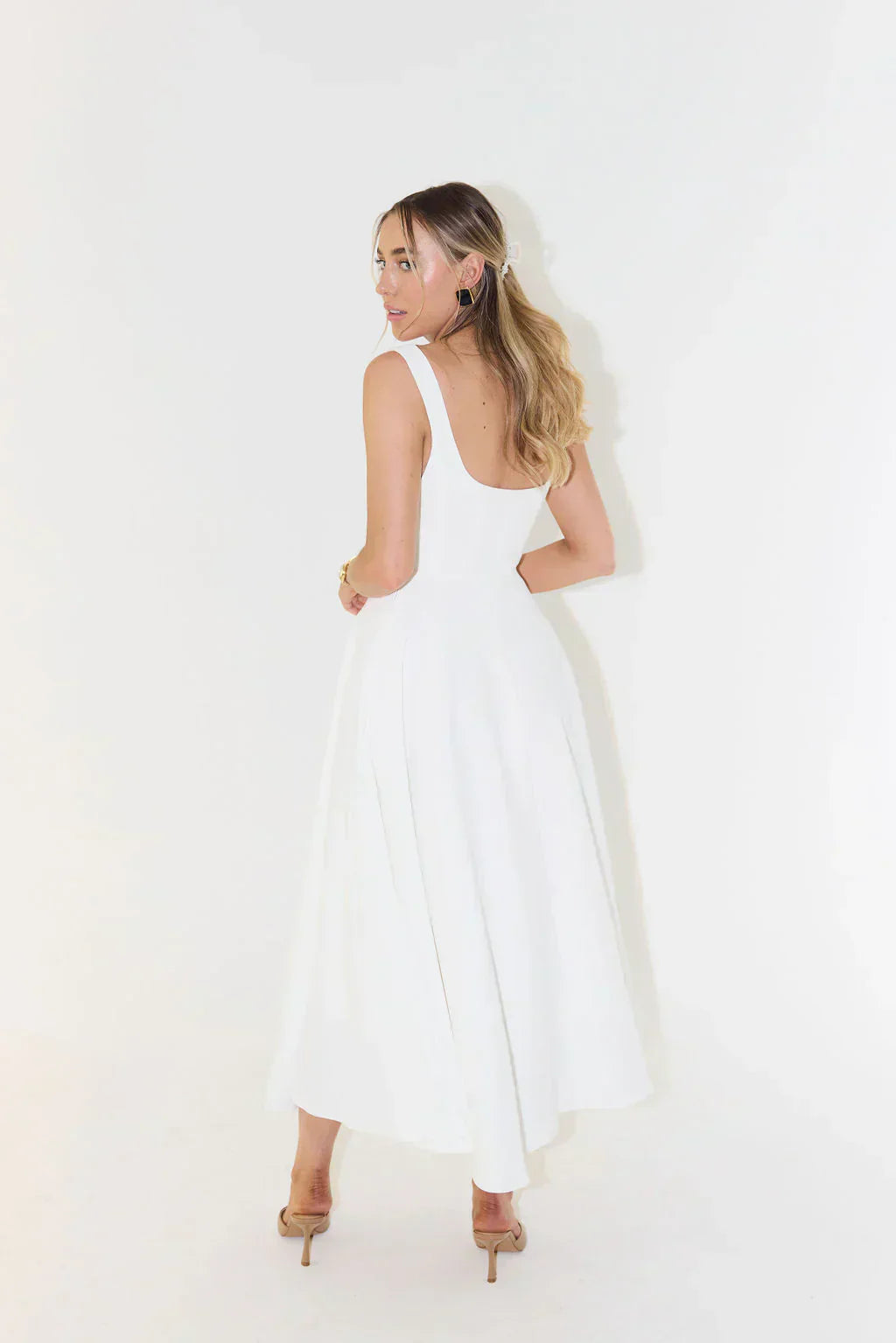 Midi-Kleid mit Hoher Taille