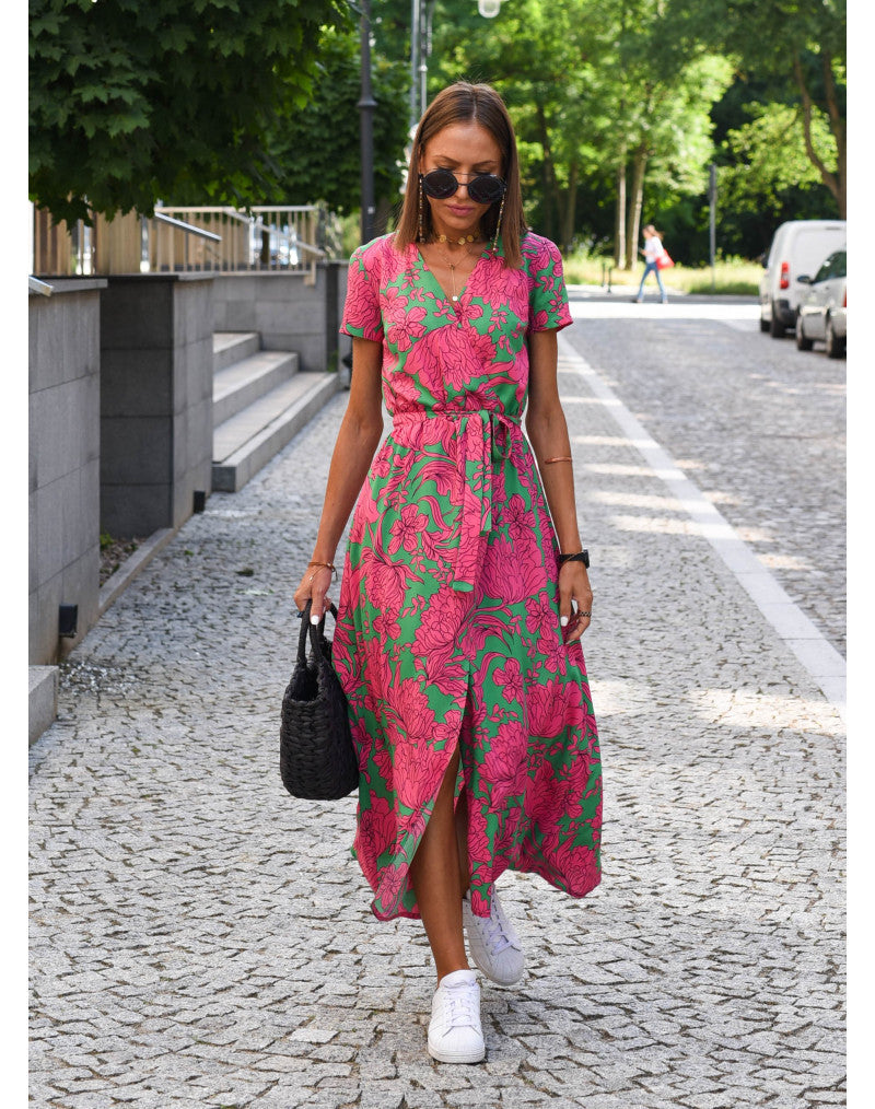 Schlitz Maxikleid mit Blumenmuster