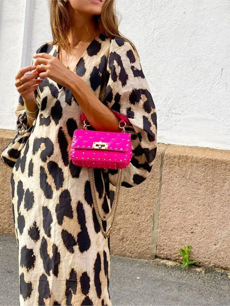 Leopardenmuster Ibiza Kleid