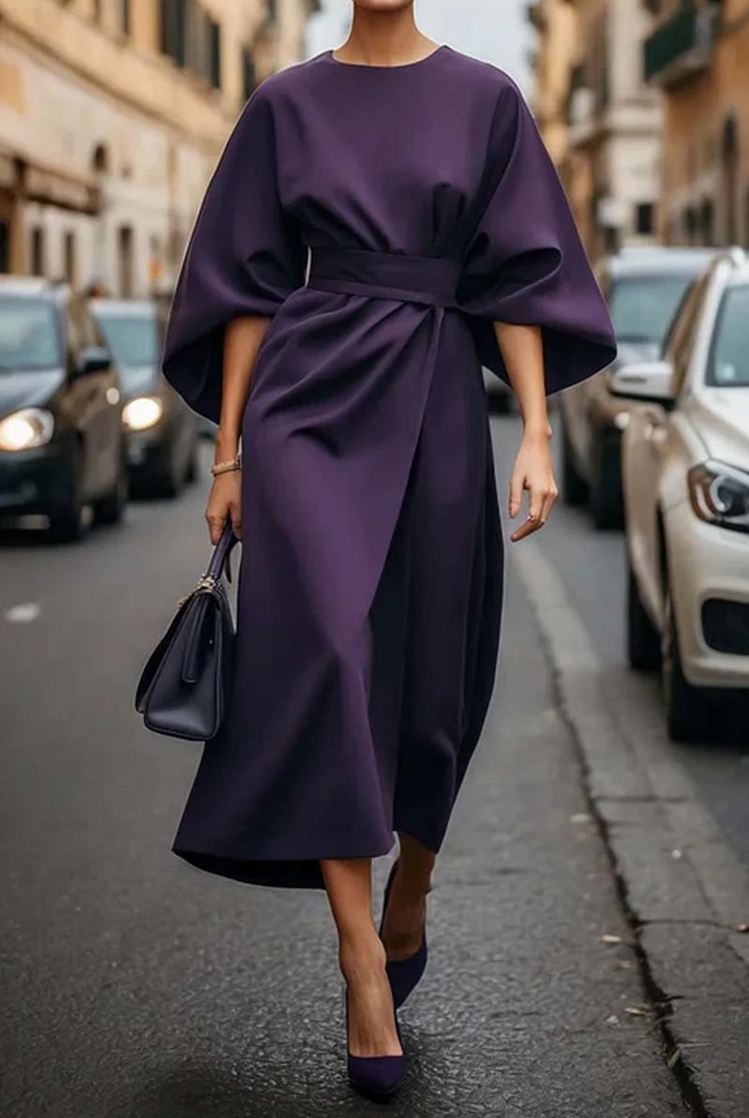 Raffiniertes Kleid mit weiten Ärmeln