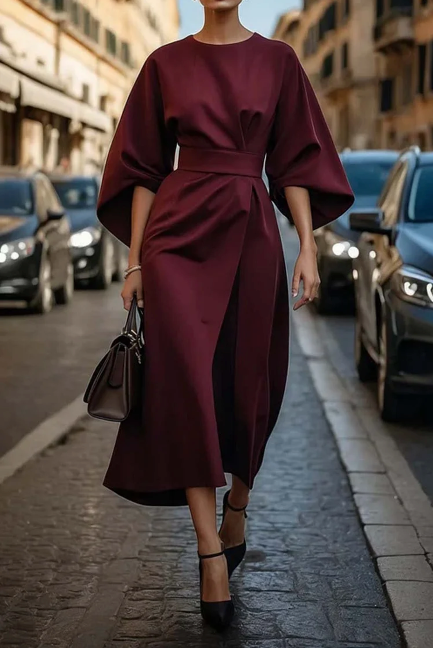 Raffiniertes Kleid mit weiten Ärmeln