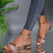 Damen Knöchelriemen Pumps Block High Heel