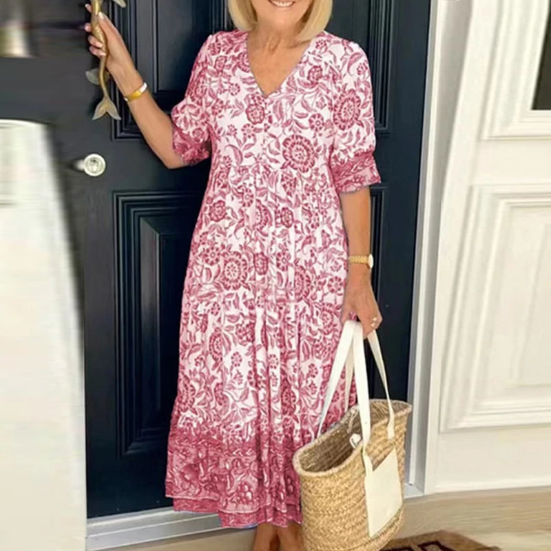 Bohème Kleid mit Blumendruck
