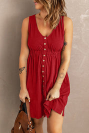 Ärmelloses knöpfbares Sommerkleid