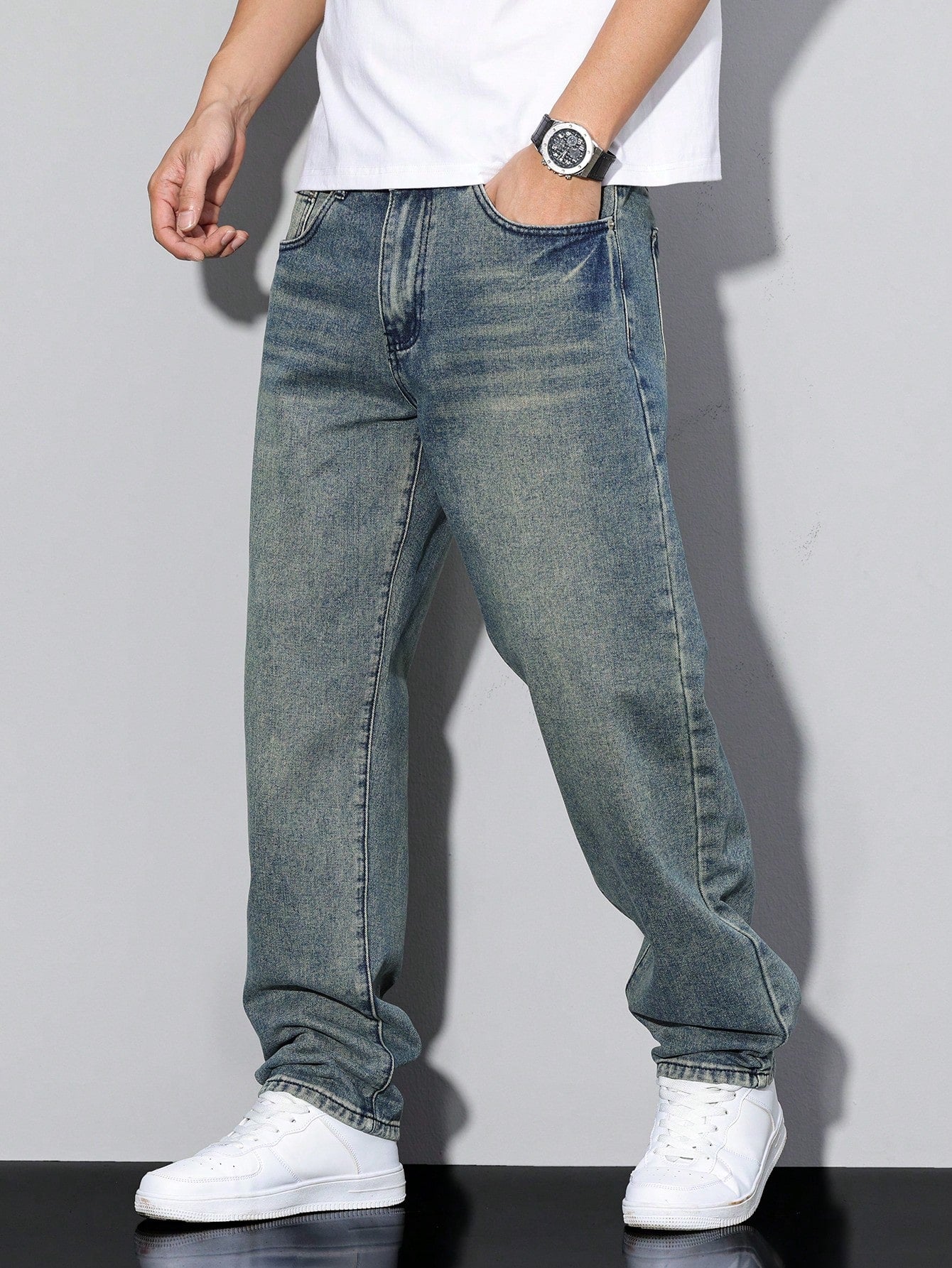 Herren Lässige Relaxed Fit Jeans