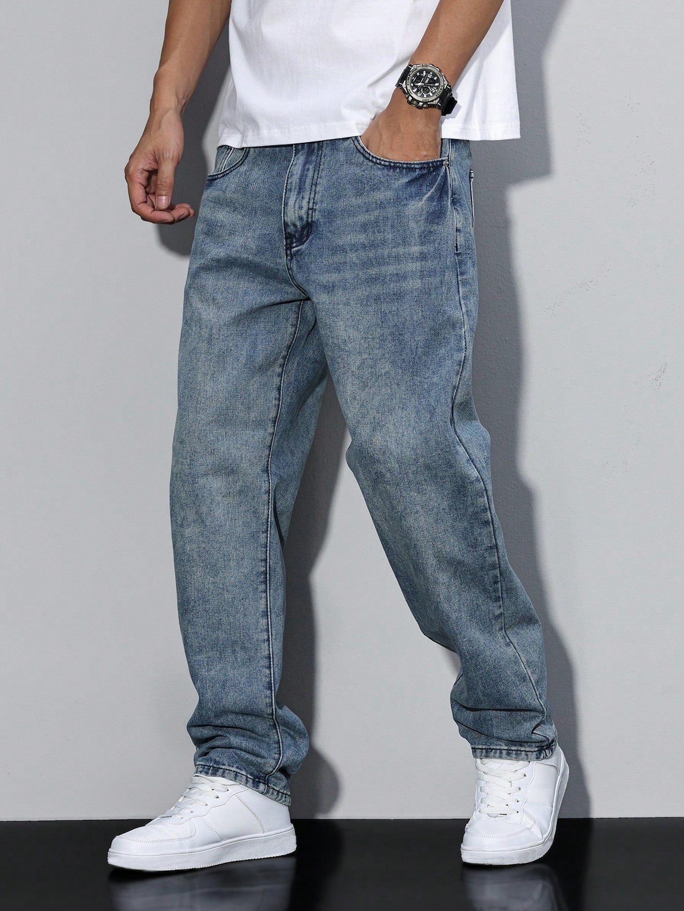 Herren Lässige Relaxed Fit Jeans