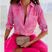 Damen Langarm Bluse mit Knopfleiste