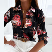 Damen Langarm Bluse mit Knopfleiste