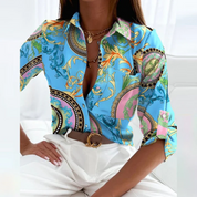 Damen Langarm Bluse mit Knopfleiste