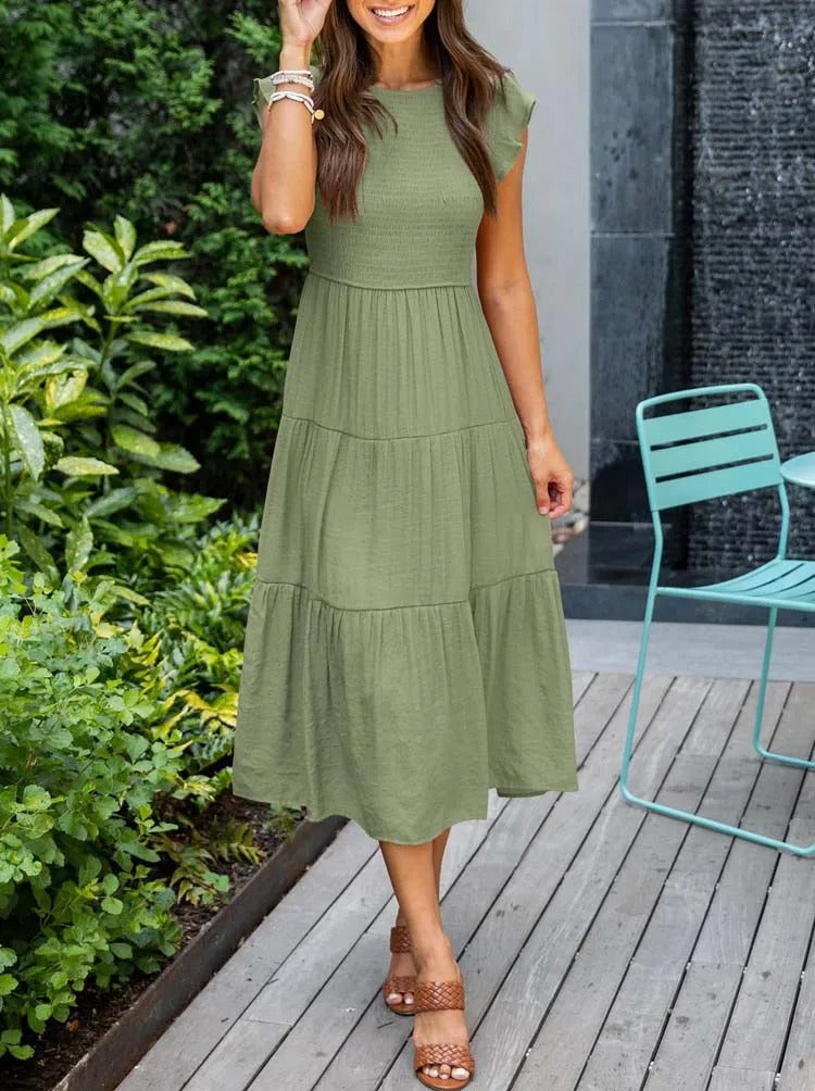 Damen Elegantes Rüschenkleid