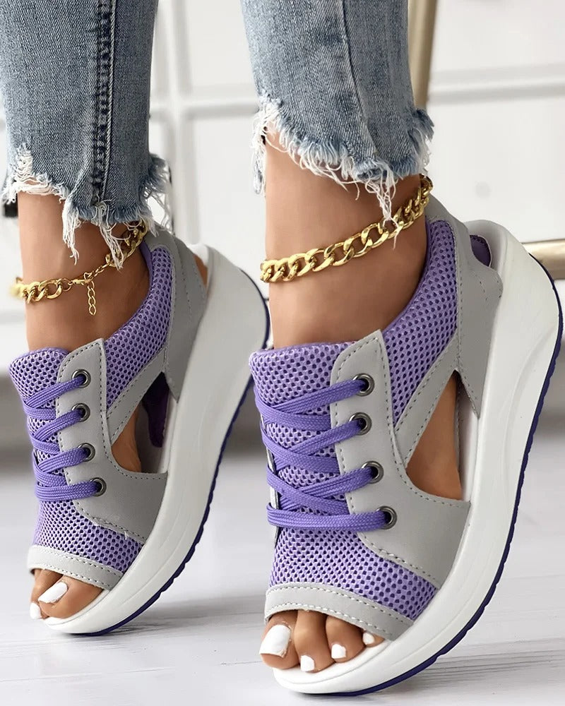 Kontrastfarbene Muffin Sandalen
