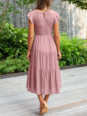 Damen Elegantes Rüschenkleid