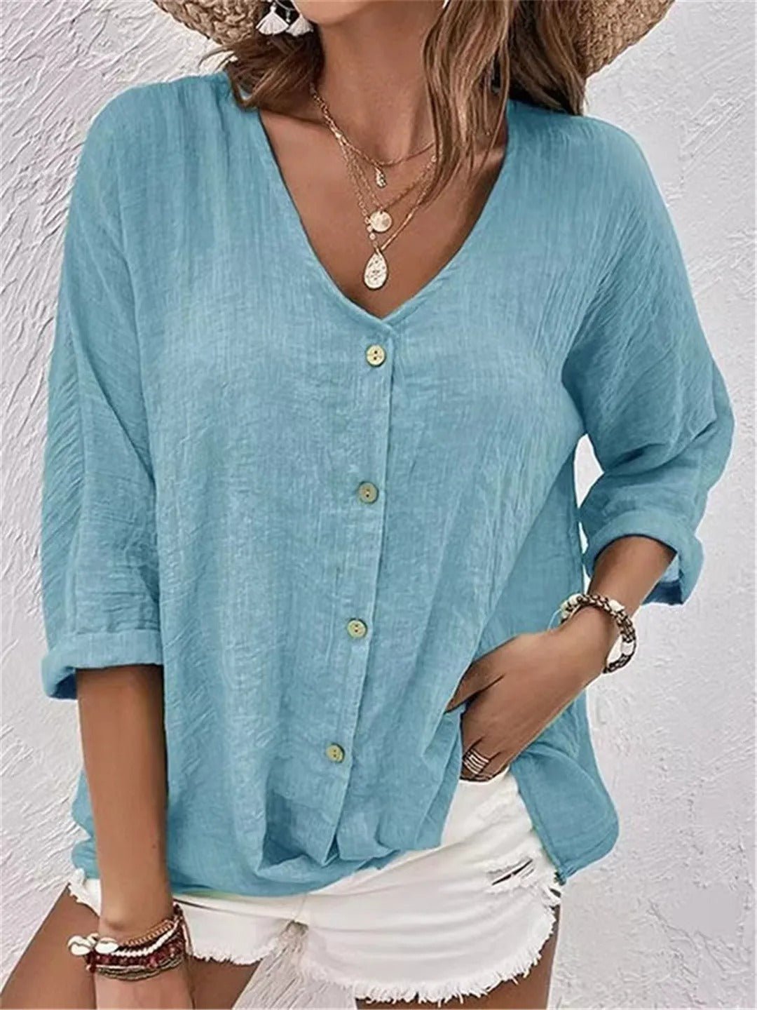 Atmungsaktive Bluse mit V-Ausschnitt