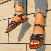 Flache Damen Riemchensandalen