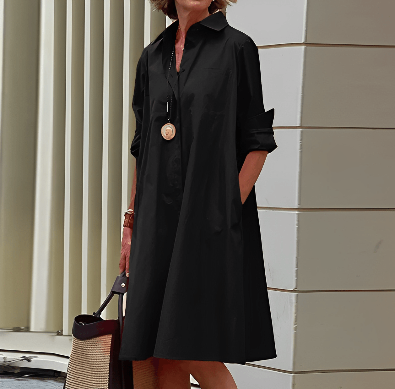 Modernes Damen Hemdblusenkleid