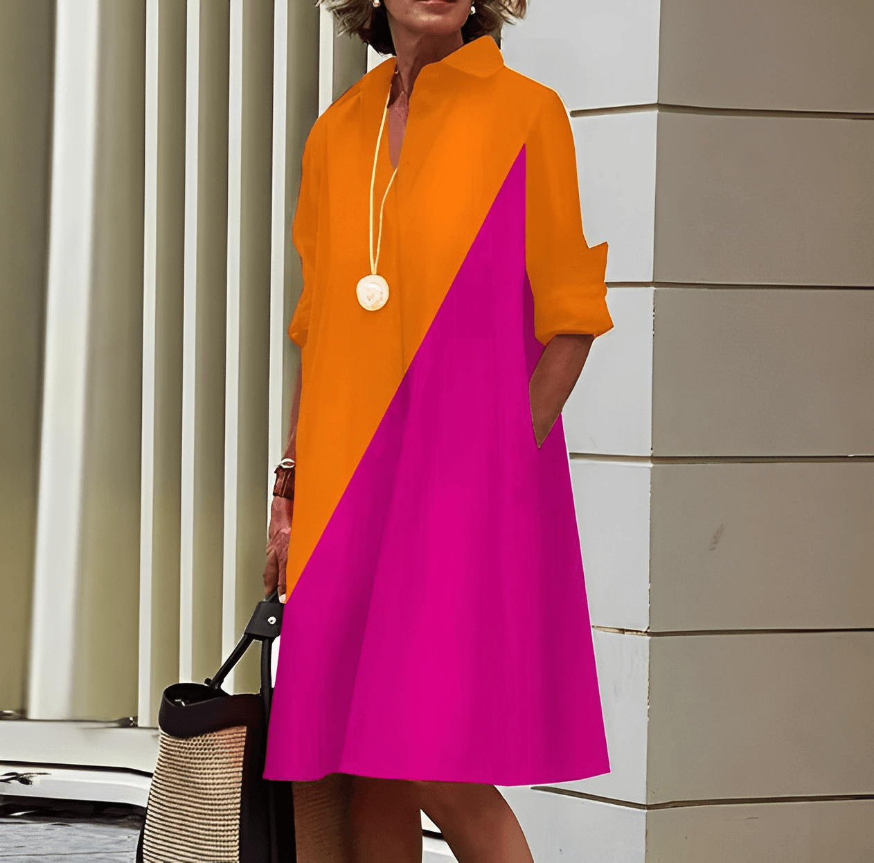 Modernes Damen Hemdblusenkleid