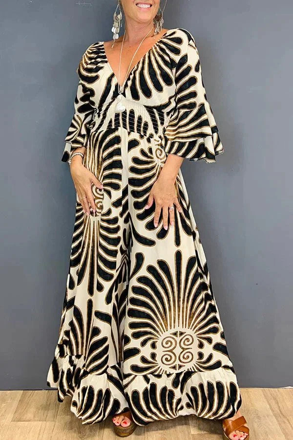 Jumpsuit mit Blumenmuster und Rüschenärmeln