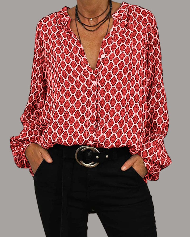 Moderne V-Ausschnitt Bluse