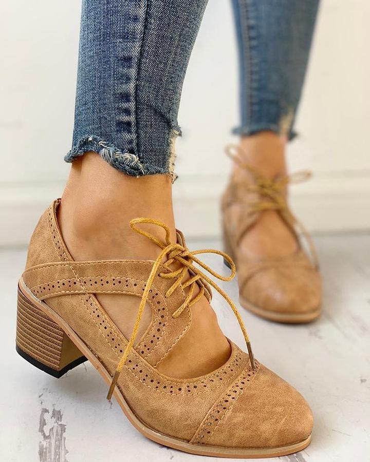 Damen Vintage Schnürschuhe