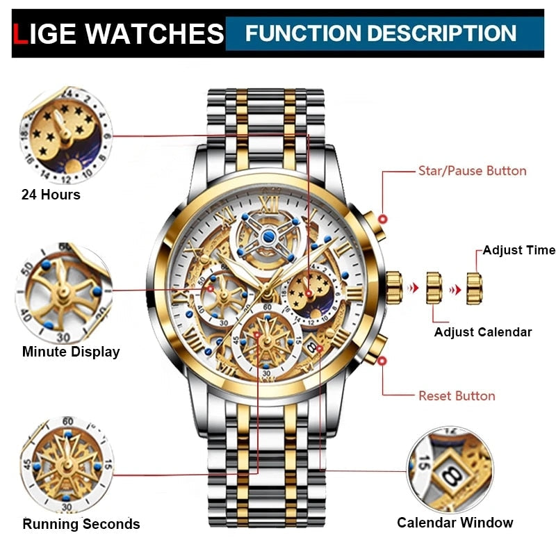 Elegante Edelstahl Armbanduhr Nr. 289