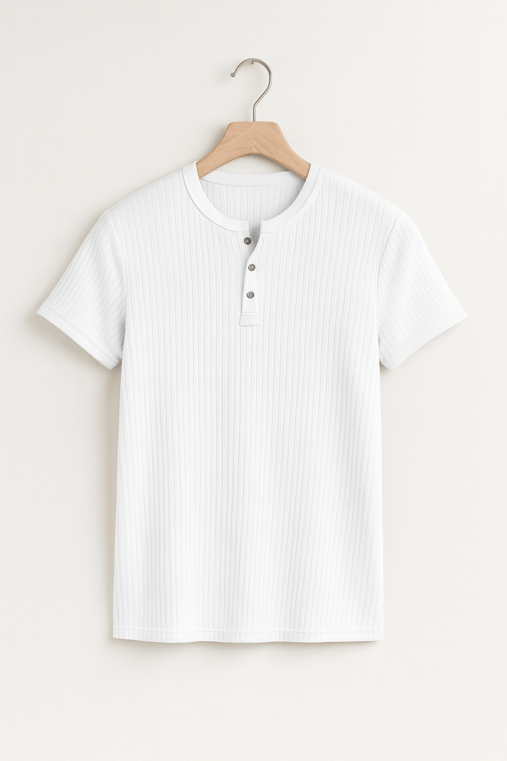 Geripptes Henley Kurzarmhemd