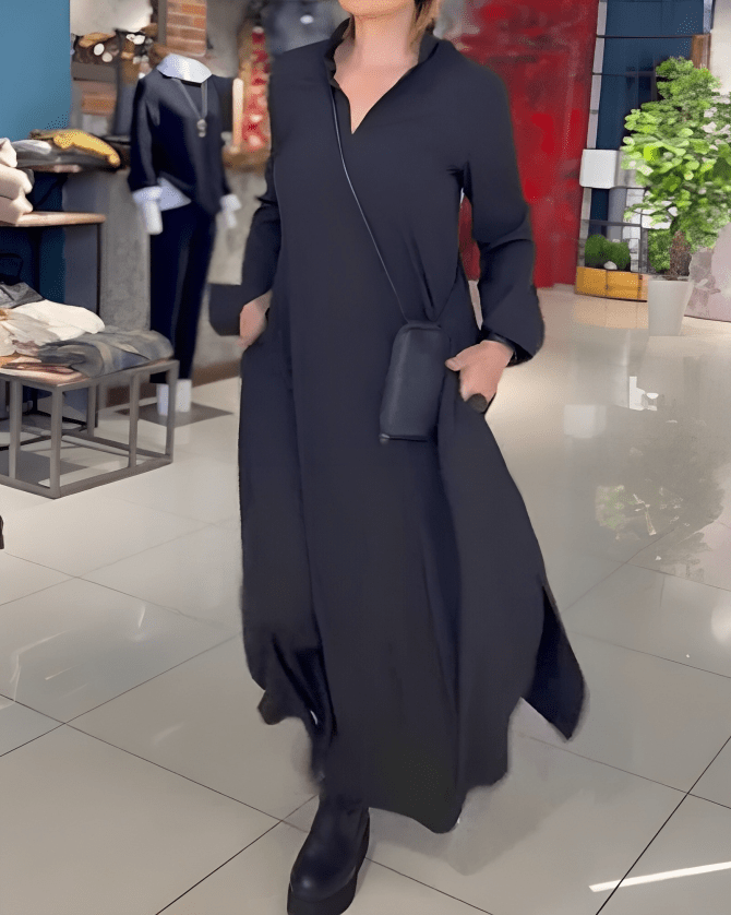 Bequemes Langarm Maxikleid