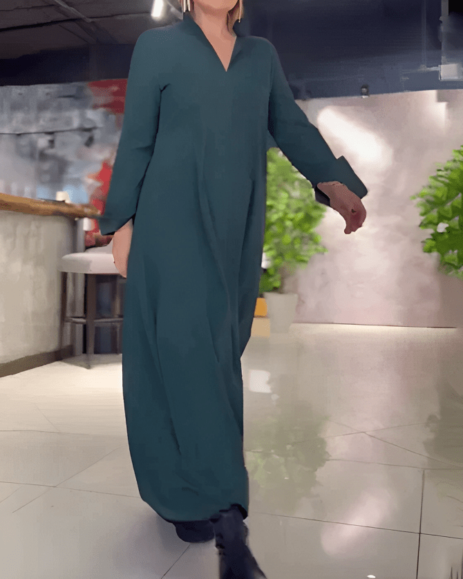 Bequemes Langarm Maxikleid