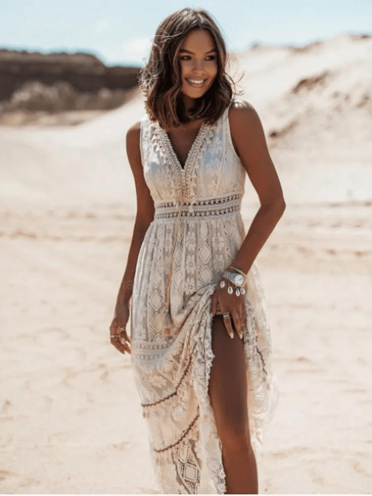 Bohème Stil Maxi Kleid