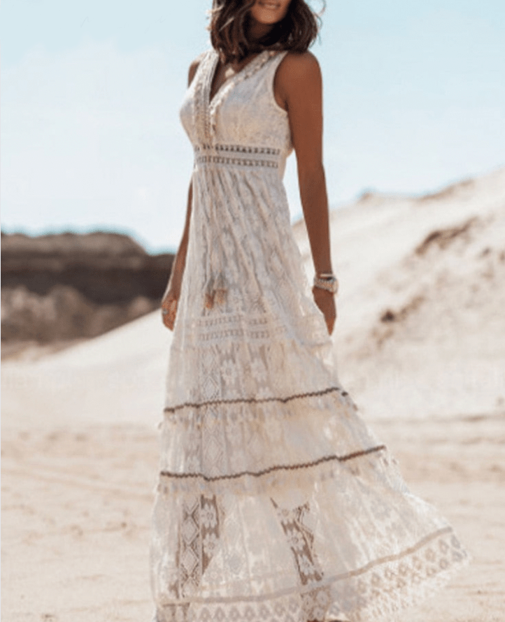 Bohème Stil Maxi Kleid