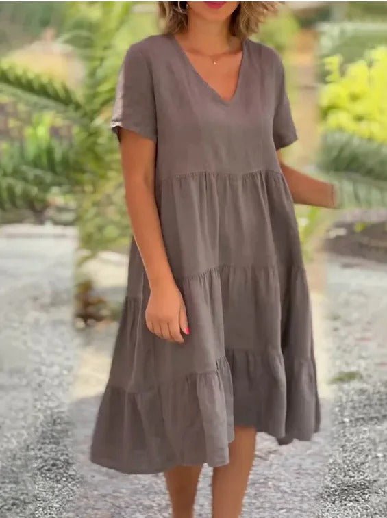 Atmungsaktives V-Ausschnitt Midikleid