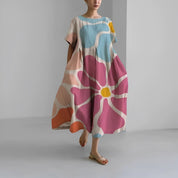 Boho Blumenk Weites Kleid