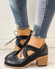 Damen Vintage Schnürschuhe