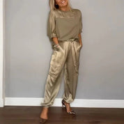 Bequemes Zweiteiliges Blusen- Hosen Set